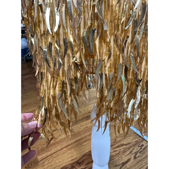 Women's Vintage Maison Magique Gold Sequin Fringe Dress Size S - Picture 10 of 11